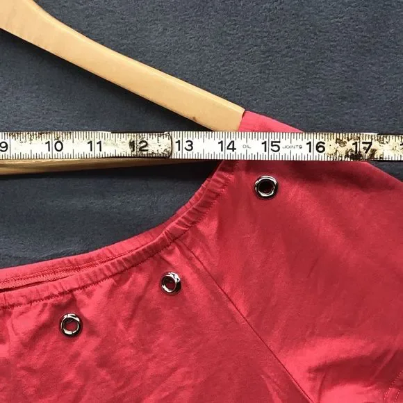 New York & Company Shirt Large Pink Grommet Boat Neck Neckline NWT - Picture 7 of 13